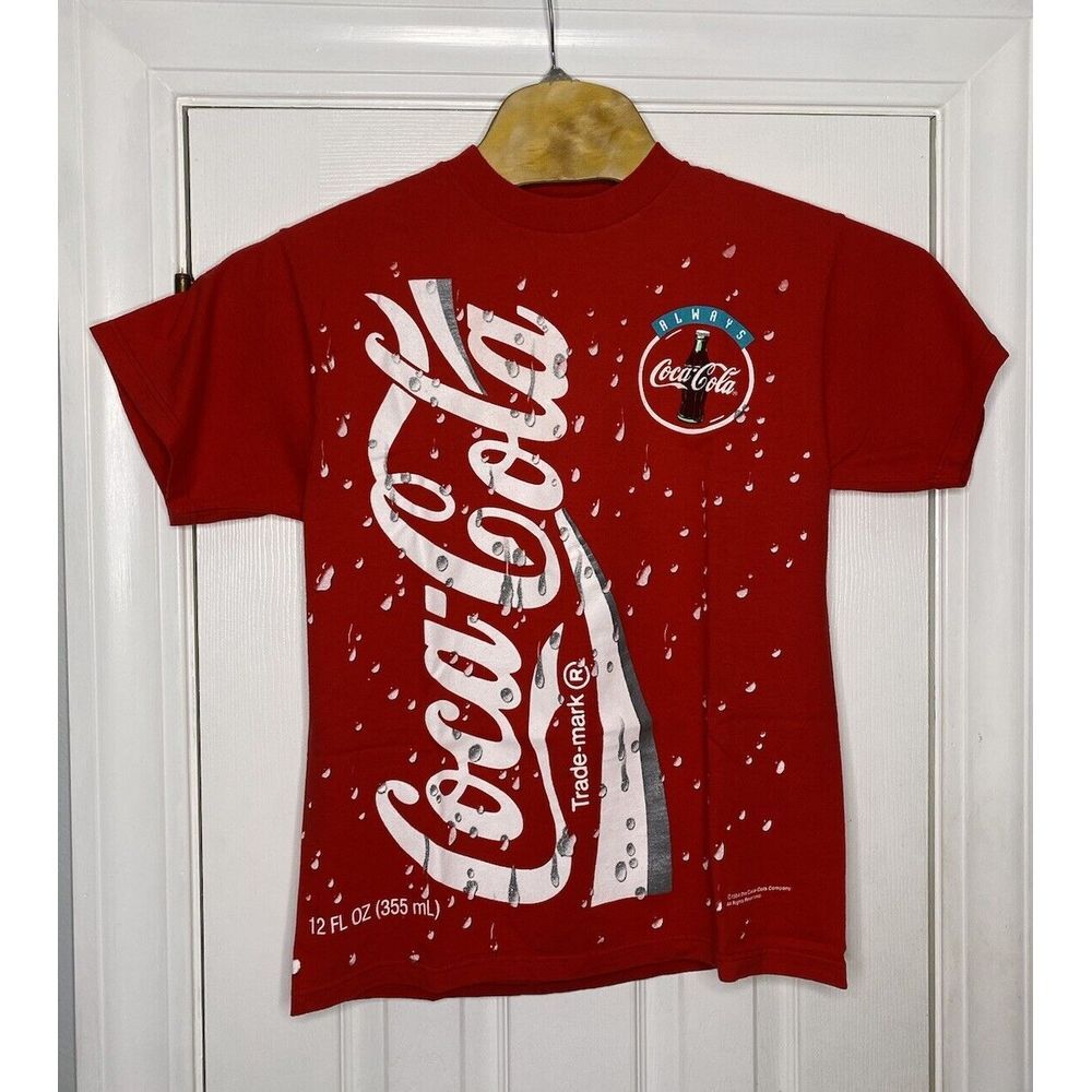 Vintage 1994 Coca Cola Short Sleeve T-Shirt All Over‎ Print Red Medium